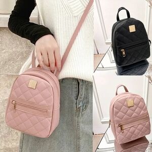 💝New Mini Quilted Pink and Black Backpack